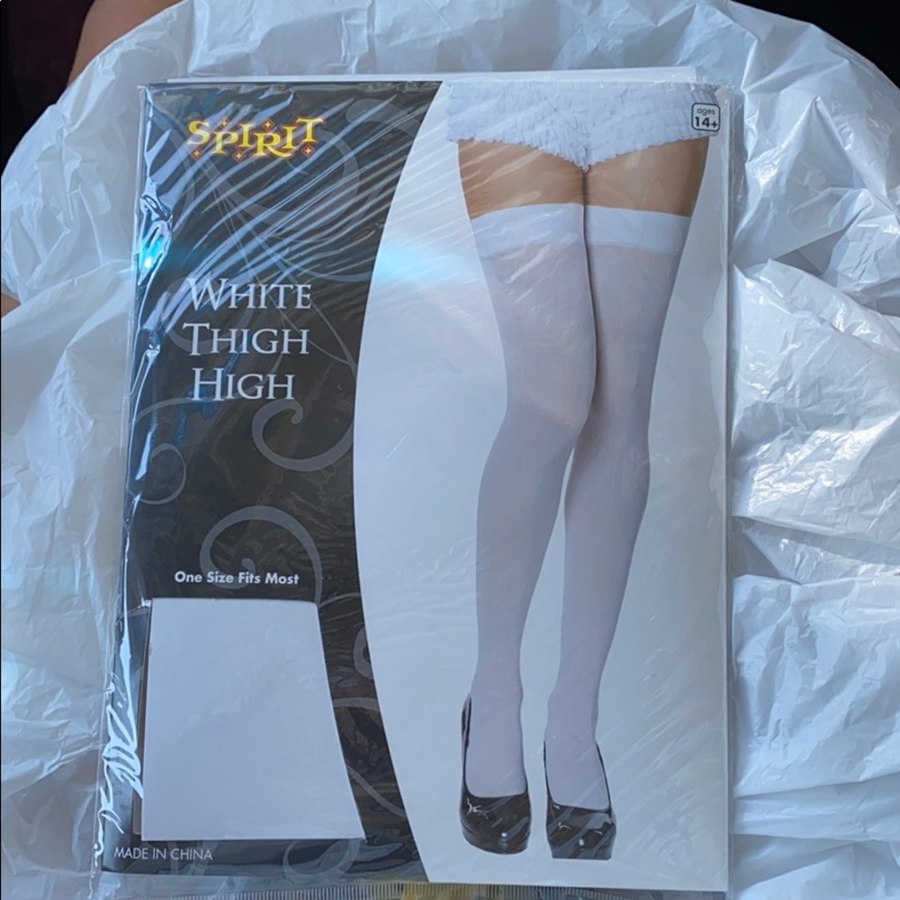 white thigh high socks